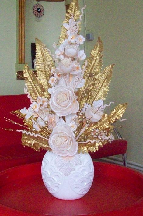 Seramik vazoya hazırlanmış yapay çiçek ( 88-90cm )          